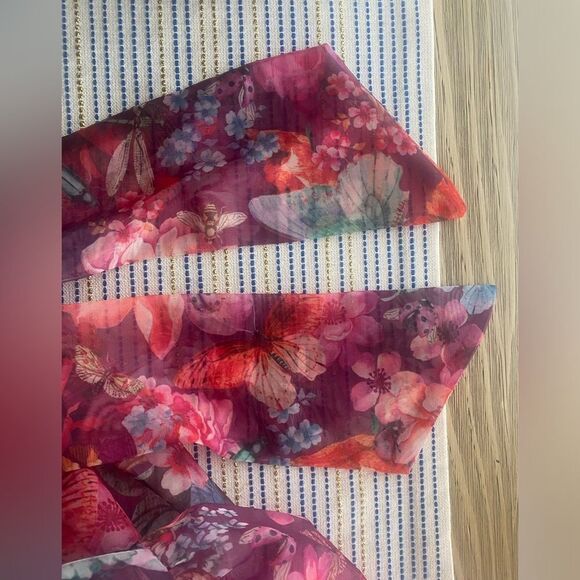 Anthropologie Purlple pink chiffon blouse with flower print size small - Picture 13 of 14